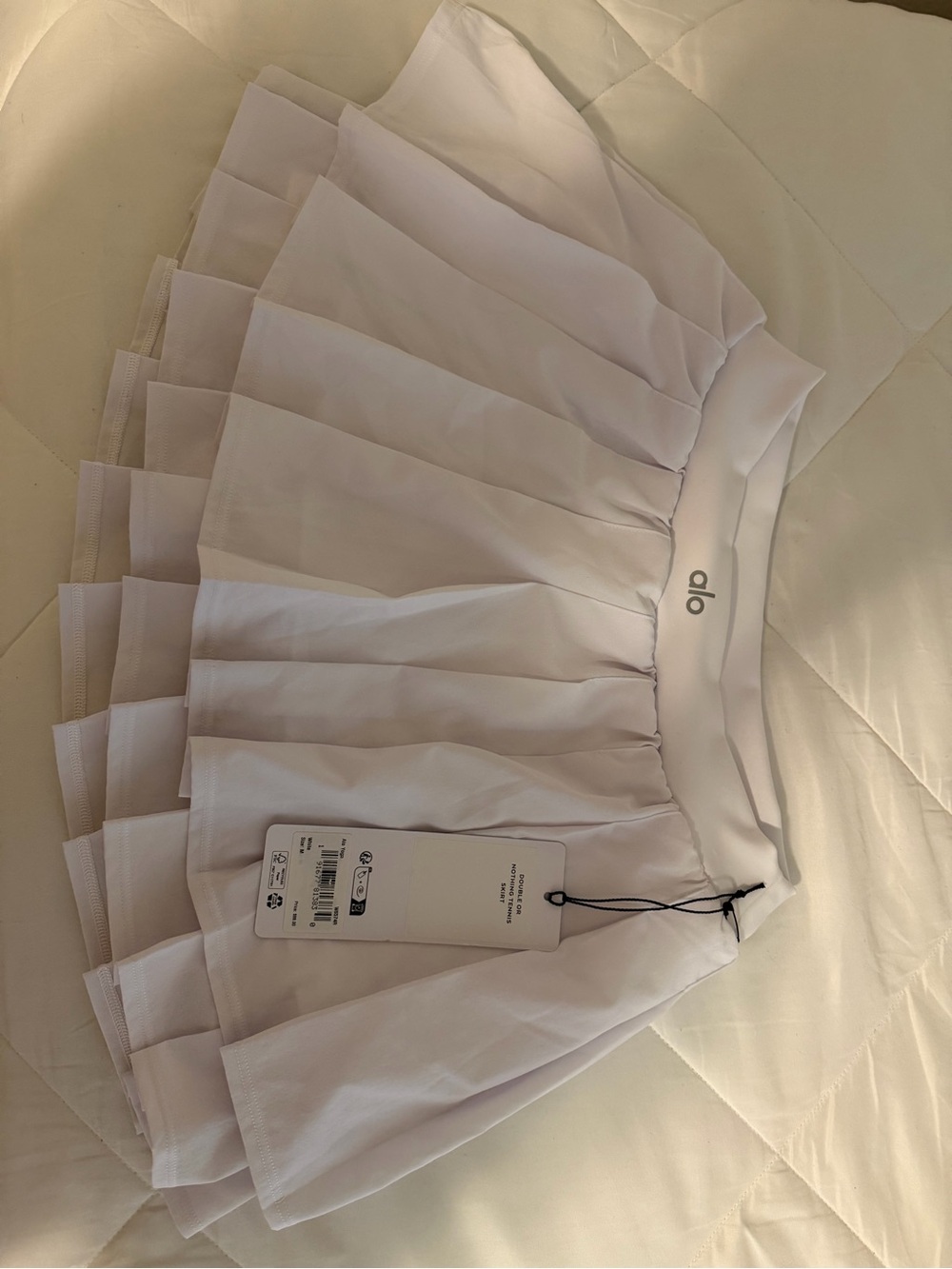 ALO Yoga White Pleated Skater Skirt
